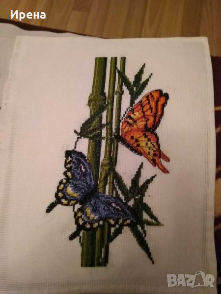 ,,Пеперуди на бамбук" с оригинално DMC конци, снимка 1