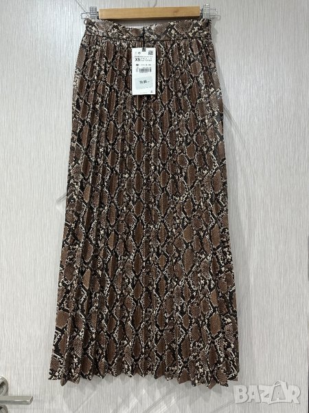 Кожена плисирана пола Zara , снимка 1