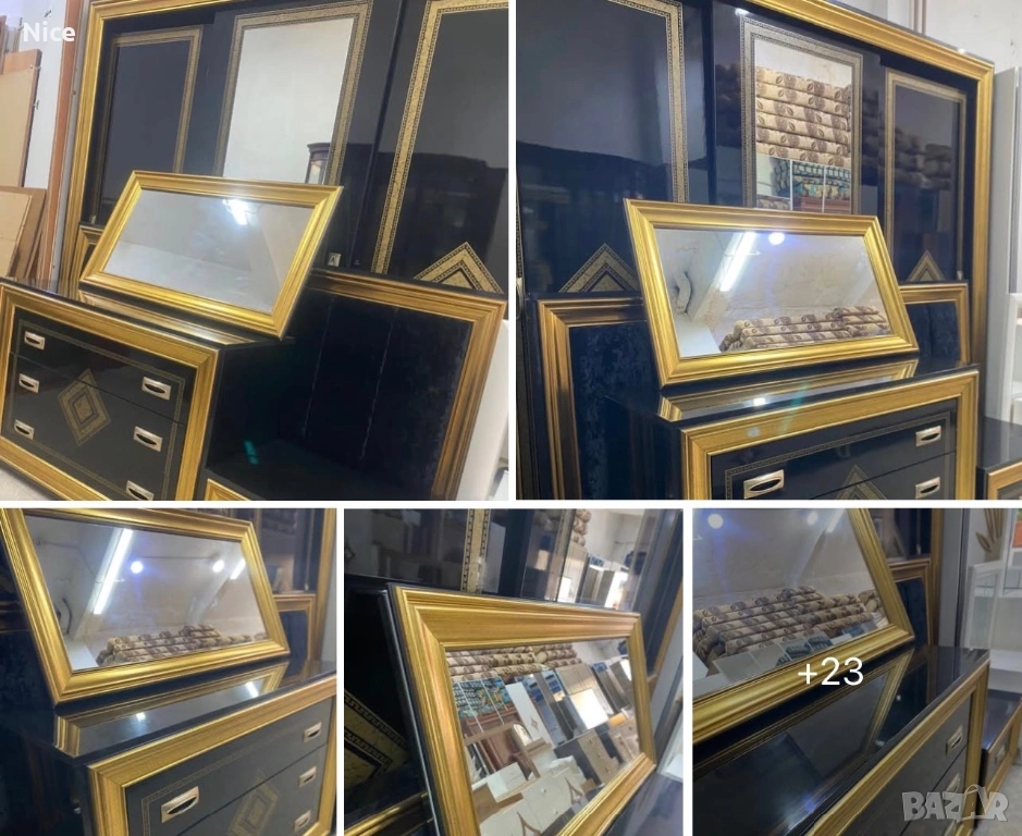 Луксозен Спален комплект- Италия!!! Покритие- черен лак и златисто!, снимка 1