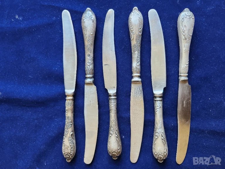 ножове от мелхиор, к-т от 6 броя , модел "Класик" на Фаберже, производство СССР, снимка 1