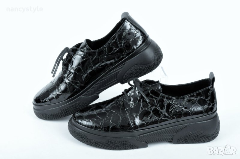 Лачени дамски обувки естествен лак - Кроко, снимка 1