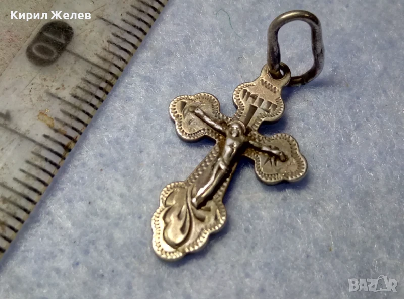 СТАРО РУСКО ПРАВОСЛАВНО СРЕБЪРНО РАЗПЯТИЕ КРЪСТЧЕ СРЕБРО 925 РМФАЗ - РЪЧНА ХУДОЖЕСТВЕНА РАБОТА 50108, снимка 1
