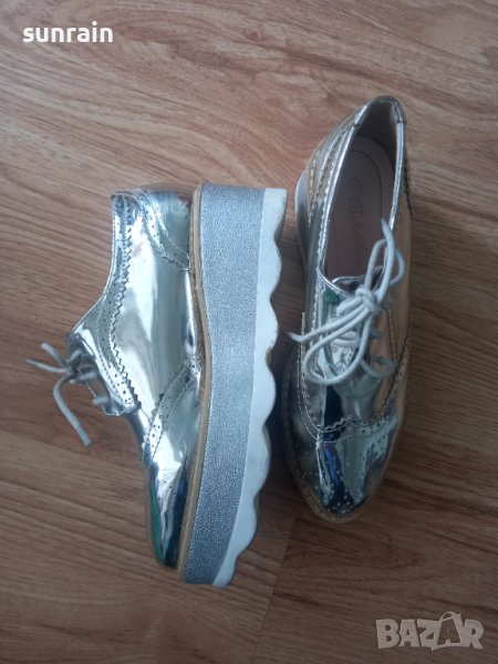 дамски сребърни обувки маратонки спортно елегантни, снимка 1