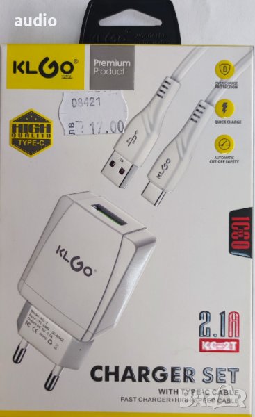 Зарядно с кабел USB/TYPR-C KLGO KC-2T, снимка 1
