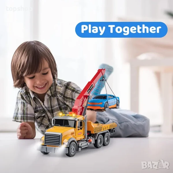 Голям камион за вдигане на коли. Колата е включена, снимка 1