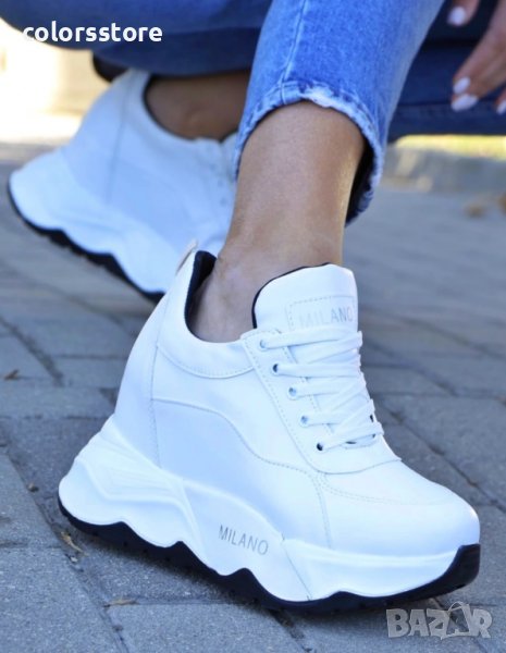 Кецове на платформа - бяла кожа с бяло ходило - PA1, снимка 1