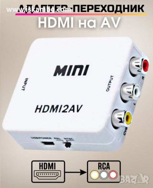 Адаптер преобразовател конвертор от HDMI към AV RCA чинчове - КОД 3717, снимка 1