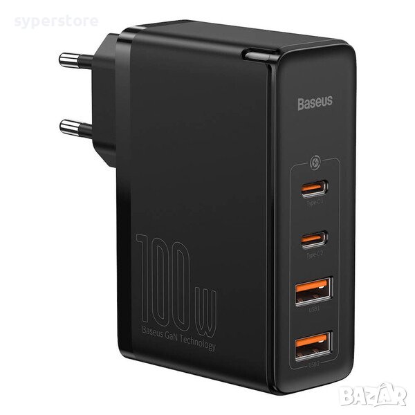 Зарядно за телефон, таблет и др. 100W 2-USB и 2-Type C изхода Baseus CCGAN2P-L01_VZ Черно Без кабел, снимка 1