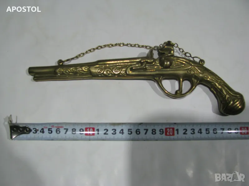 Бронзов антикварен пистолет , снимка 1
