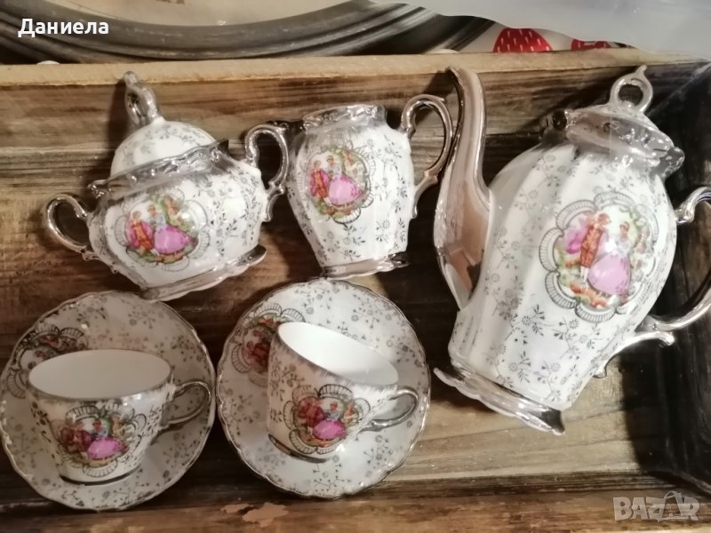 Бароков сервиз за кафе със седеф за двама - от 9 части, снимка 1