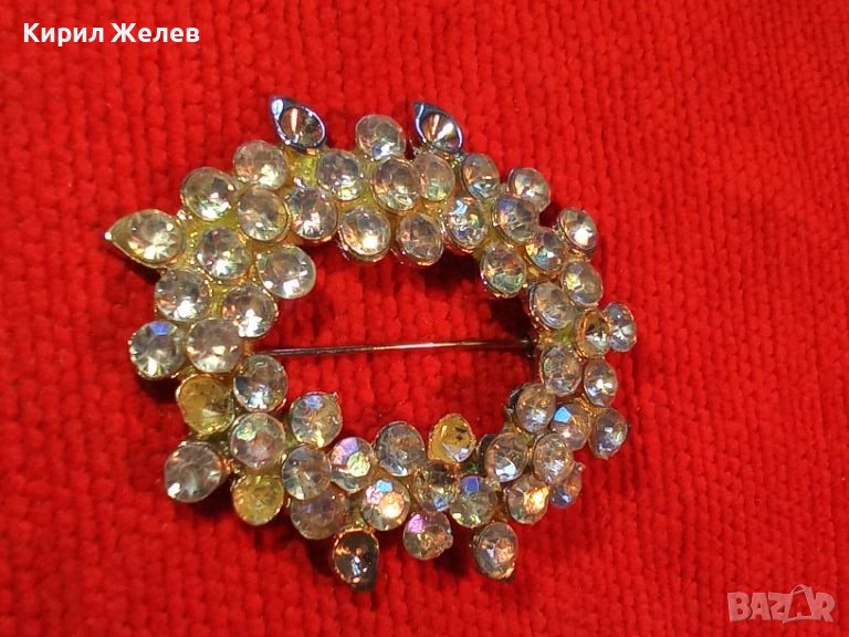 СРЕБРИСТА АРТ БРОШКА с МНОГО БОХЕМСКИ КРИСТАЛИ 14367, снимка 1