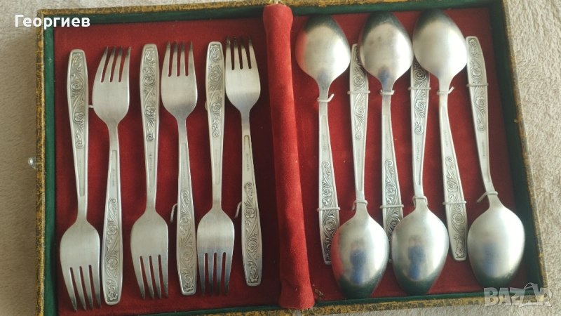 Посребрени мелхиорени лъжици ,вилици за супа от СССР , снимка 1