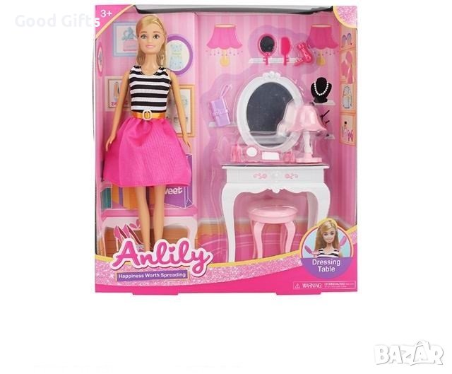 ДЕТСКА КУКЛА ANLILY С ТОАЛЕТКА, АКСЕСОАРИ И СТОЛ, снимка 1