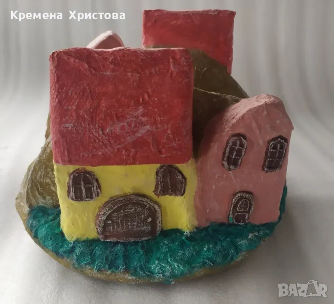 Салфетник с декорация от къщички , снимка 1