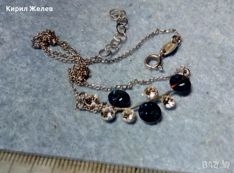 ПРЕЛЕСТНО ФЛОРАЛНО СКЪПОЦЕННО СРЕБЪРНО КОЛИЕ СРЕБРО 925 с БЯЛА ПОЗЛАТА ЧАСТ от КОМПЛЕКТ 48603, снимка 1