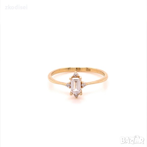 Златен дамски пръстен 1,34гр. размер:55 14кр. проба:585 модел:20055-3, снимка 1