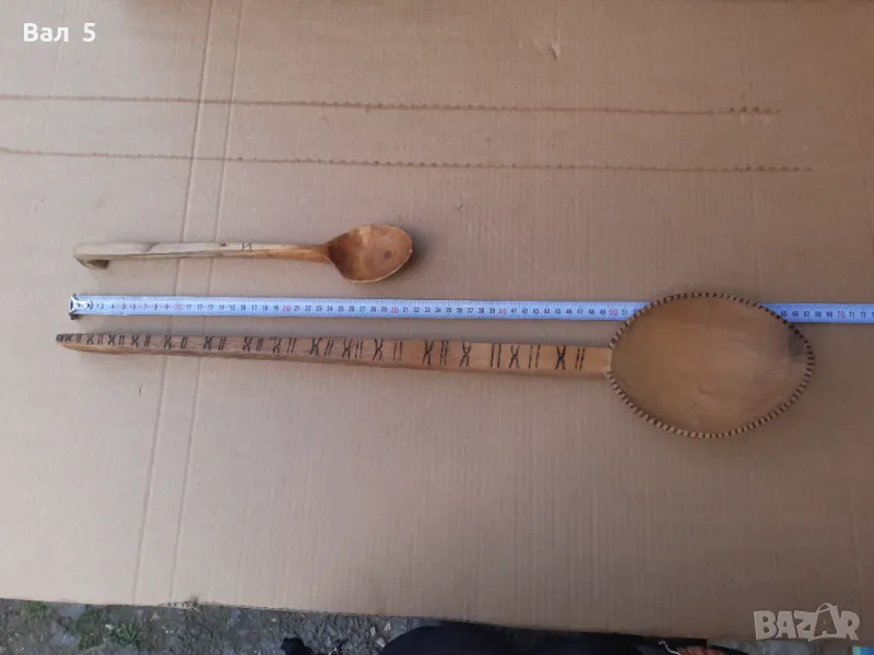 Огромна дървена лъжица , черпак , лъжици - 2 броя, снимка 1