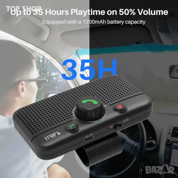 1Mii Bluetooth 5.3 високоговорител за кола, Hands-Free Bluetooth високоговорител, снимка 1