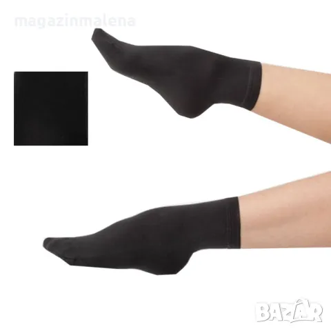 Gladys 300DEN италиански женски черни къси термо чорапи ватирани чорапи над глезените зимен чорап , снимка 1