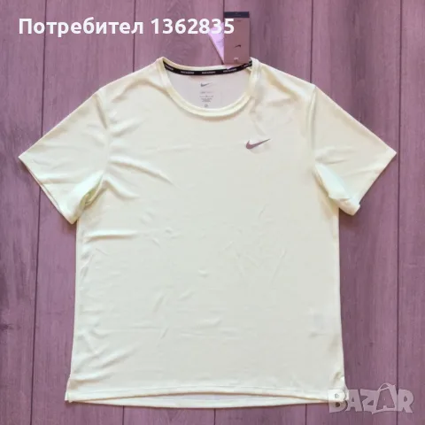 НОВА оригинална електриково зелена тениска бягане NIKE Running Dri-Fit с UV филтър размер L от САЩ, снимка 6 - Тениски - 56117116