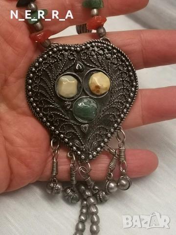 Дълъг старинен медальон с ахати, снимка 5 - Антикварни и старинни предмети - 53191023