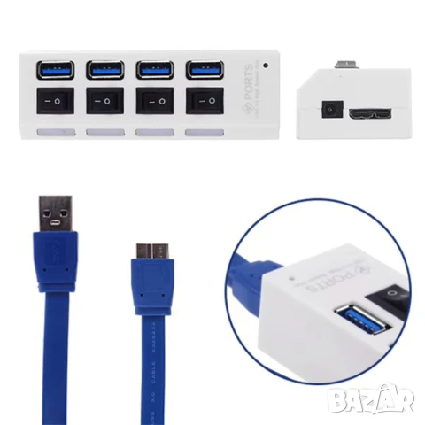 4 портов USB 3.0 хъб, снимка 14 - Кабели и адаптери - 51236388