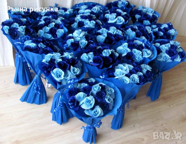 Букети и букетчета в синьо, снимка 12 - Изкуствени цветя - 31382192