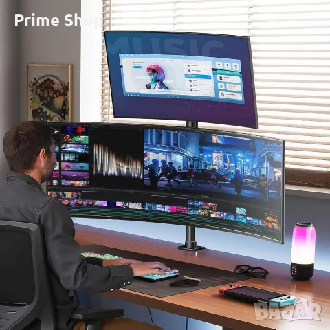 Вертикална стойка за два монитора Putilsen Mount, до 49", 2x20 кг, снимка 8 - Монитори - 55975506