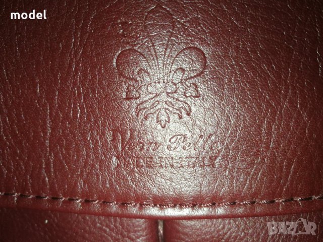 Дамска чанта естествена кожа Vera Pelle цвят бордо 