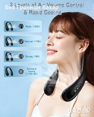 Нов Преносим охлаждащ вентилатор за врата с LED и 5000mAh батерия, снимка 7 - Друга електроника - 52776152