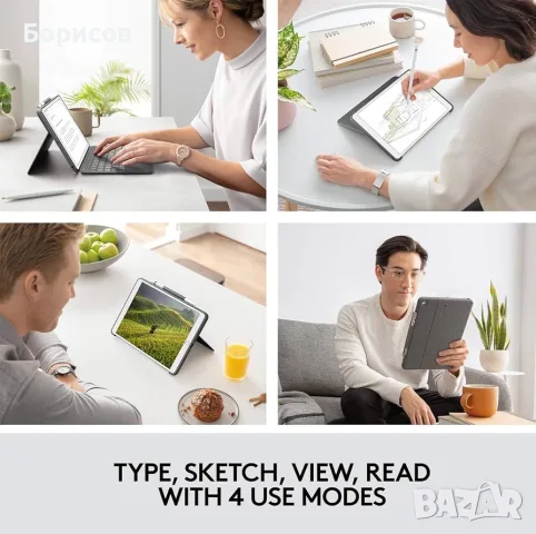  Logitech Combo Touch iPad Air 13-инча (M2,Mвисококачествен калъф с отделяща се клавиатура и тракпад, снимка 8 - Клавиатури и мишки - 55961983