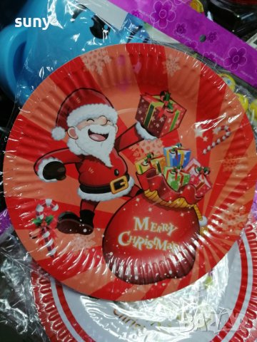 Коледни картонени чинийки големи, снимка 2 - Други - 42725934
