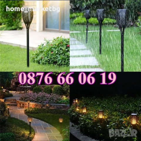 Соларна лампа факел с изкуствен пламък, 58 см, градинска лампа факел, снимка 3 - Соларни лампи - 41793938