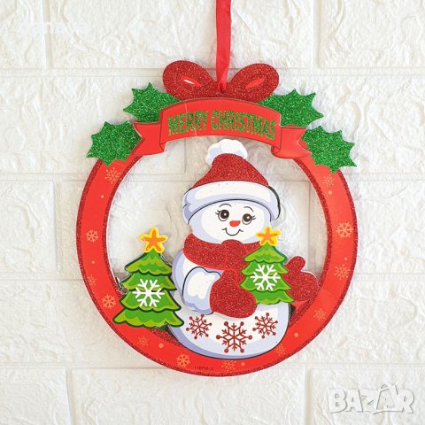 2589 Коледна украса 3D за стена Merry Christmas, 24 cm