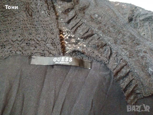 Черна дантелена блуза Guess, снимка 3 - Корсети, бюстиета, топове - 42137045