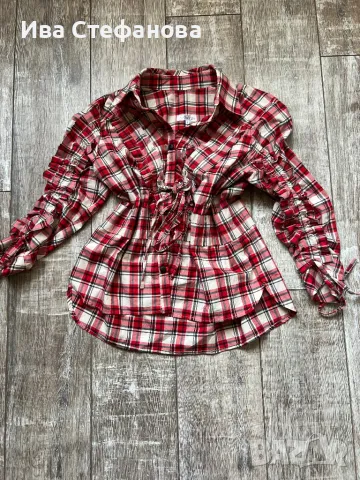 Риза от премиум кукленска памук кокетна кукленска  карирана каре Mon Cher Мон Шер , снимка 11 - Ризи - 47322395