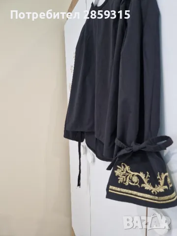 Елегантна дамска черна риза - размер S, M, снимка 3 - Ризи - 49215143