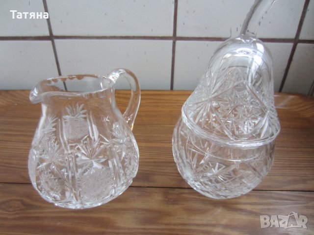 СЪД ЗА НАЛИВАНЕ НА ВИНО / ДЕКАНТЕР /И ЧАШИ  ЗА РАКИЯ  КРИСТАЛНИ -МНОГО СТАРИ, снимка 8 - Прибори за хранене, готвене и сервиране - 31360570