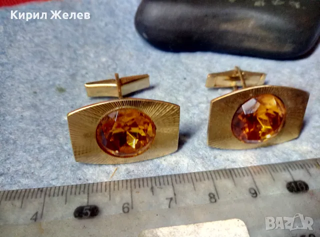 Стари СКЪПОЦЕННИ ПОЗЛАТЕНИ БУТОНЕЛИ РЕТРО КОПЧЕТА За РЪКАВЕЛИ с ФАСЕТИРАН ЦИТРИН 48881, снимка 3 - Антикварни и старинни предмети - 48290395