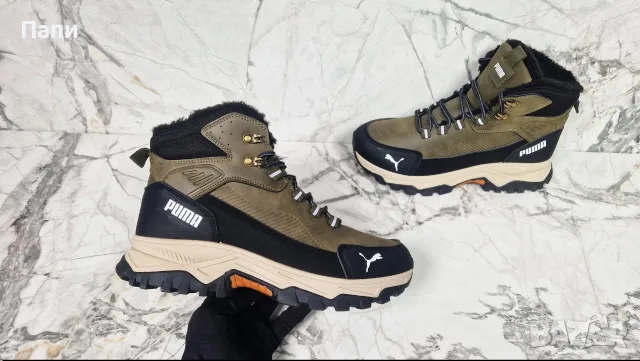 Мъжки зимни обувки Puma зелено , снимка 3 - Мъжки боти - 56150695