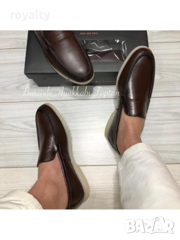 Мъжки кафяви мокасини от естествена кожа