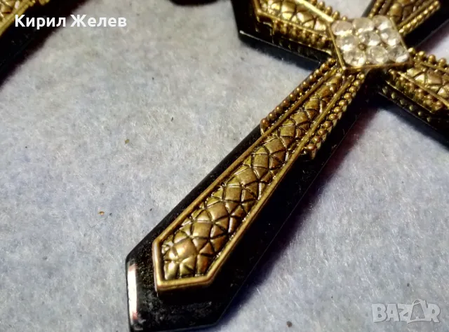 ГОЛЕМИ КРЪСТООБРАЗНИ ОРНАМЕНТИРАНИ ЗЛАТИСТИ АРТ ОБЕЦИ МЕСИНГ КРИСТАЛИ и СИНТЕТИКА 48761, снимка 4 - Обеци - 48734656