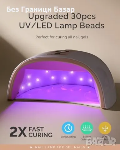 Нова Преносима UV лампа за нокти маникюр 48W – 3 таймера, LCD дисплей, снимка 3 - Продукти за маникюр - 49011935