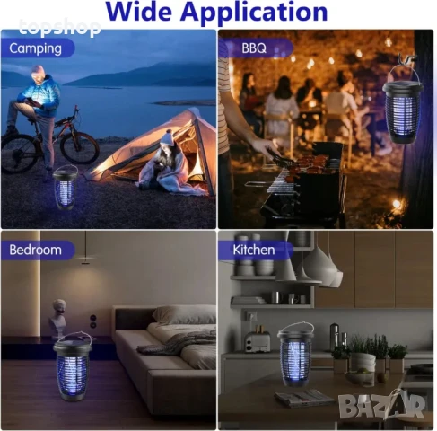 НОВ PALONE 4500V соларен трепач на насекоми 2 в 1 вътрешен и външен електрически убиец на комари, снимка 4 - Други стоки за дома - 50501681