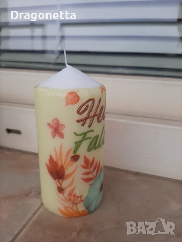 Свещ Здравей, есен, снимка 5 - Декорация за дома - 52099269