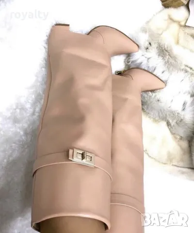 Ботуши на ток - светлорозова кожа