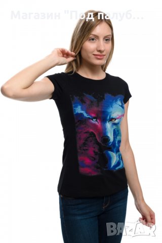 Нова дамска тениска с дигитален печат Вълк, GALAXY WOLF, Серия вълци, снимка 6 - Тениски - 29463595