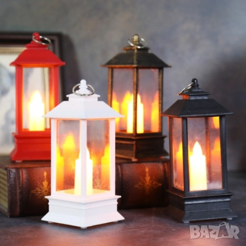 Висяща декоративна лампа тип фенер със свещ на батерии , снимка 8 - Декорация за дома - 51992545