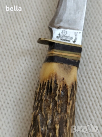 Рядък Немски Ловен Нож Hubertus Solingen – Еленски Рог., снимка 5 - Антикварни и старинни предмети - 54162832
