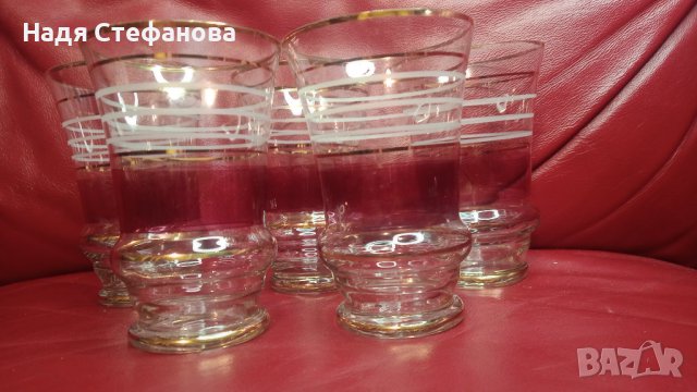 Разкошни водни чаши, калиево стъкло, 5 бр, снимка 1 - Чаши - 44191839